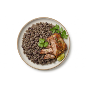 Arroz Moro (Congrí) con Pernil (Cerdo Asado)
